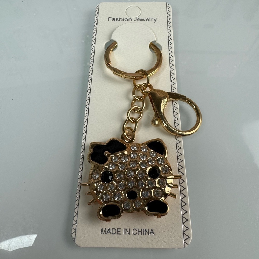 Fashion Jewelry Gold and Black Cat Charm